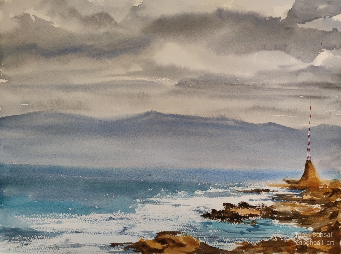 The waves breaking near AUB lighthouse