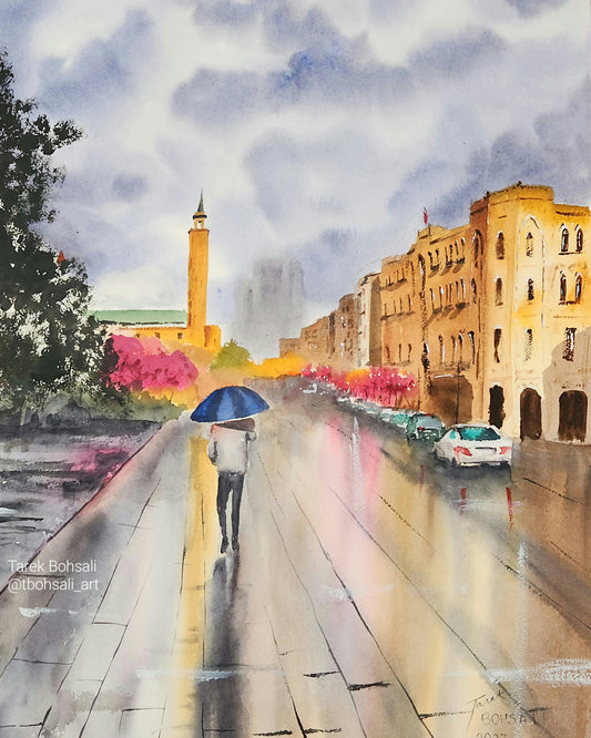 Colorful rainy spring in Beirut, Waygand Street