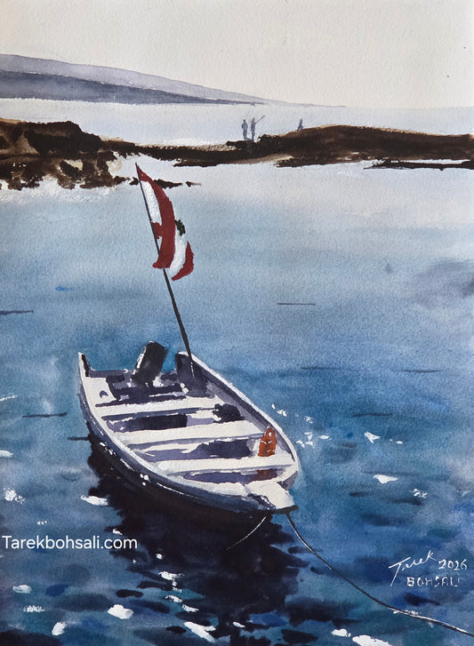 Boat under the sun in minet el dalie